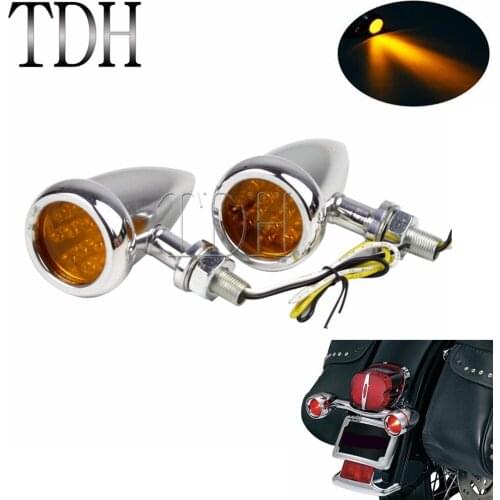 10mm Universal Motorcycle Retro Bullet Turn Signals Lights For Harley Honda Kawasaki 12 LED Amber Lens Lamp Direction Indicator