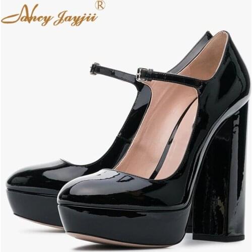 Womens Pumps Ladies Shoes Purple Platform Super High Heels Mary Janes Famous Footwear Mature Plus Size 44 45 Spring Summer 2019