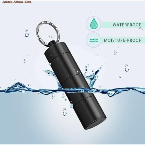 1PCS Outdoor Portable Aluminum Alloy Waterproof Pill Case Bottle Cache Drug Holder Medicine Box Health Care Container Keychain