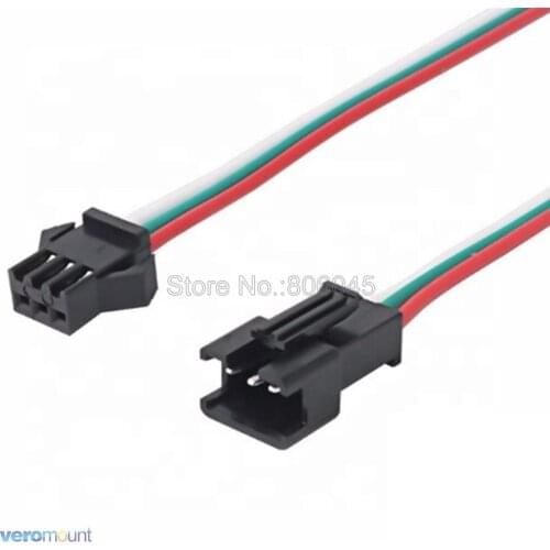 10-100 Pair 3Pin JST SM Connectors with 15cm Cable Wire Male & Female Plug Socket for WS2812B WS2811 WS2812 LED Strip