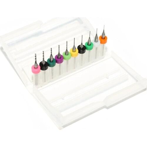 10pcs 0.3mm to 1.2mm PCB mini drill Bit tungsten steel carbide for print circuit board cnc drill Bits Machine