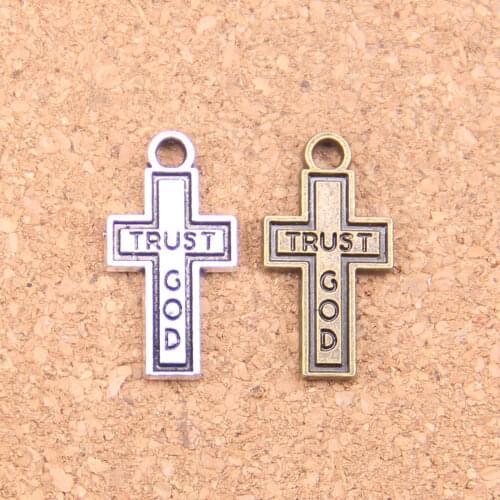 14pcs Charms cross trust god 24x13mm Antique Pendants,Vintage Tibetan Silver Jewelry,DIY for bracelet necklace