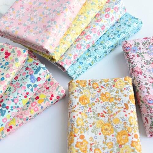 145x50cm Plain Printed Pastoral Style Small Floral Poplin Fabric, Making Childrens Summer Clothing Handmade Bedding Cloth