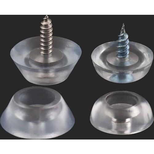 17mm/20mm Silicone Pad Transparent Soft Foot Nail Screw On Clear Rubber Feet Non-slip Pads For Furniture Floor Desk Protection