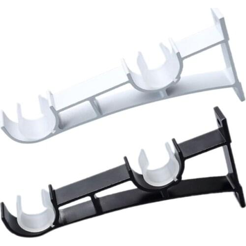 2pcs/set Double Curtain Rod Brackets Hook Hanger Ceiling Mounted Window Hardware Holders Home Decor Accessories