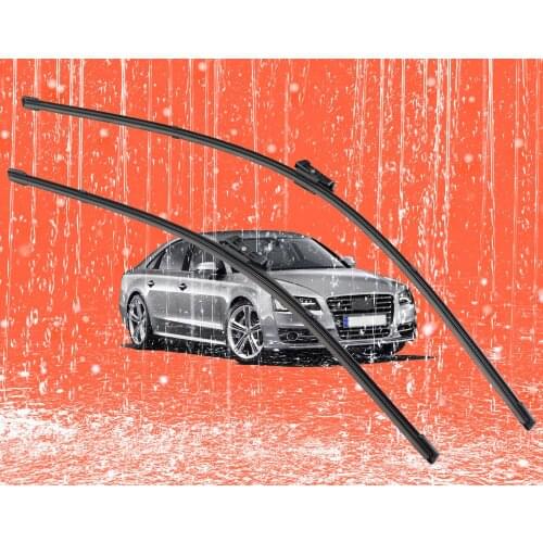 2 pcs Front Windshield Bracketless Wiper Blades Set 27"+21" for Audi A8 Quattro S8 2003-2010