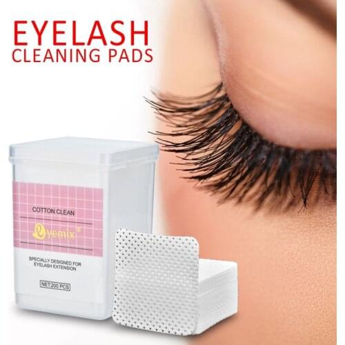 2Packs/200pcs Square Cleaning Cotton Pads Wipes For Lash Extension Adhesive Eyelash Glue Makeup Nail Tips Polish Remover Tools