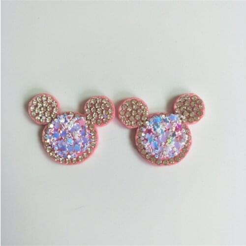24pcs/lot 3.2*2.5cm sequin cat Head Padded Appliques for DIY Shoe Accessories Craft Handmade Decoration