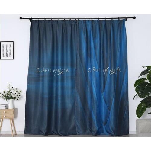 Customized size Luxury Blackout Custom Finished Curtains Simple Modern Blue Curtains Blackout curtain