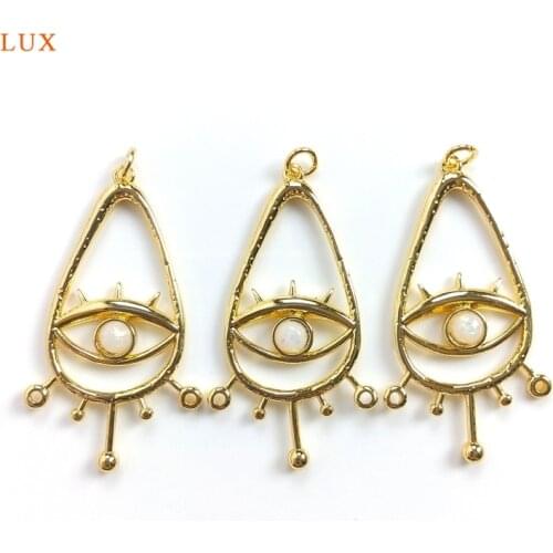 5pcs Evil Eye Hanging Opal Talisman Charm Pendant Necklaces For Women Gold Brass Teardrop Pendant For Earring DIY Jewelry Making