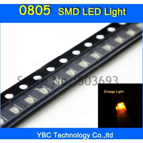 500pcs/lot 0805 SMD Ultra Bright Orange Color LED Diode Light