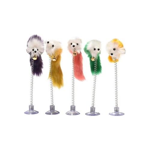 60pcs/lot Sucker spring mouse cat toy cat interactive toy pet cat toy