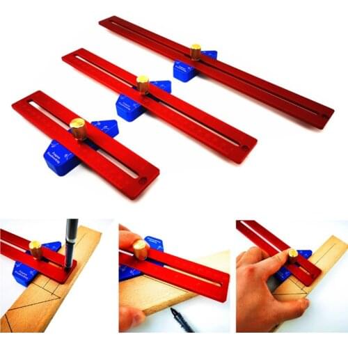 Aluminum Alloy 200/300/400mm Metric Line Scribe Ruler Positioning Measuring Ruler Woodworking Marking T-Ruler Tool