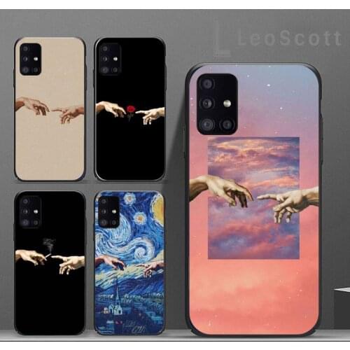 Funny Hand The Creation of Adam Phone Case For Samsung A32 A51 A52 A71 A50 A12 A21S S10 S20 S21 Plus Fe Ultra