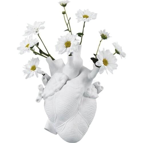 Flower Vase Nordic Style Anatomical Heart Shape Flower Pot Art Vases Sculpture Desktop Plant Pot for Home Decor Ornament Gifts