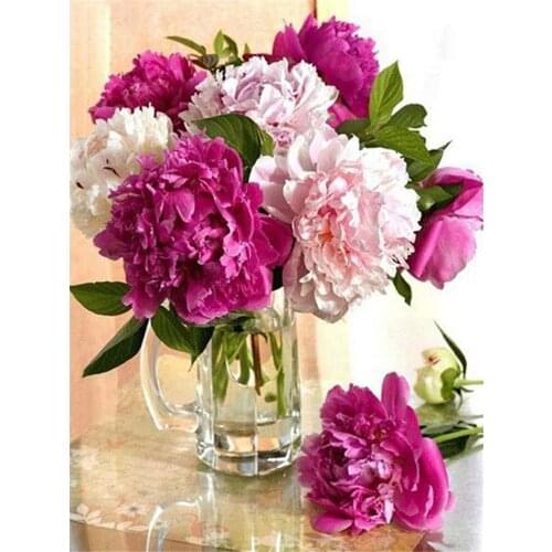 Flower Rose Vase DIY 11CT Cross Stitch Embroidery Kits Craft Needlework Set Cotton Thread Printed Canvas Home Wholesale