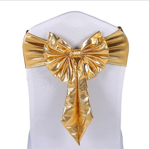 Hot Sale 100pcs metallic chair sash Chair Covers Sash For Wedding & Banquet free shipping Marious chair decoration