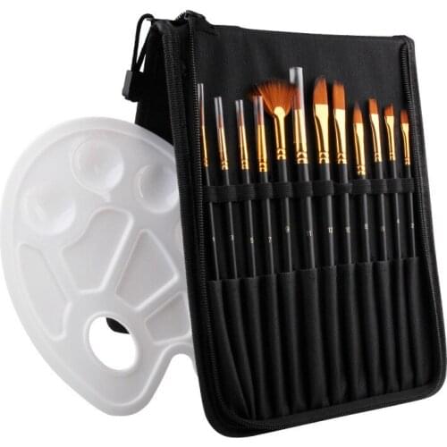 Art brush bag Coloring disk 13 piece set Watercolor acrylic paintbrush painting suit