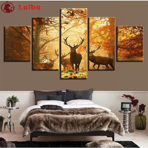 Diy Diamond Painting Modern animal art, forest deer diamond mosaic full square drill diamond embroidery cross stitch home d5pcs