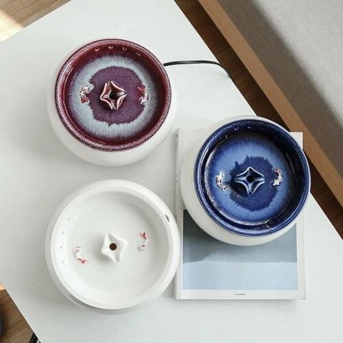 Pet Cat Fountain Cats Feeder Dogs Ceramic Drinker Dog Drinking fuentes de agua decorativas para interiores Automatic Water Bowl