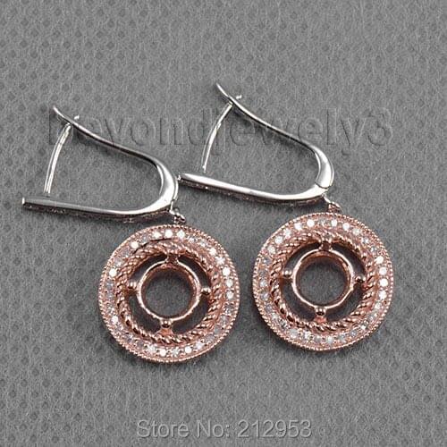 Round 6mm Solid 14Kt Two Tone Gold Natural Engagement Setting Earrings