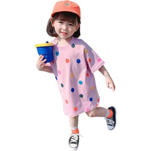 Summer Dress Round Neck Loose Casual Kids Half Sleeve Leisure Dress for Daily Life
