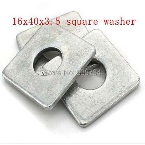 M16*40*3.5 steel zinc plated square washer 10pcs