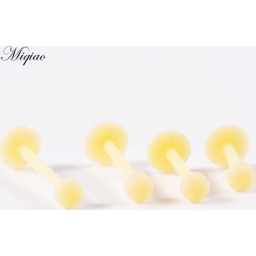 Miqiao 2pcs Simple Casual Flesh Color Acrylic Detachable Plunger UV Lip Nail Body Piercing Jewelry