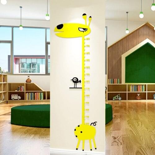 Cartoon giraffe Acrylic 3D height sticker 3d wall sticker childrens room cartoon baby measuring height wall sticker bedroom