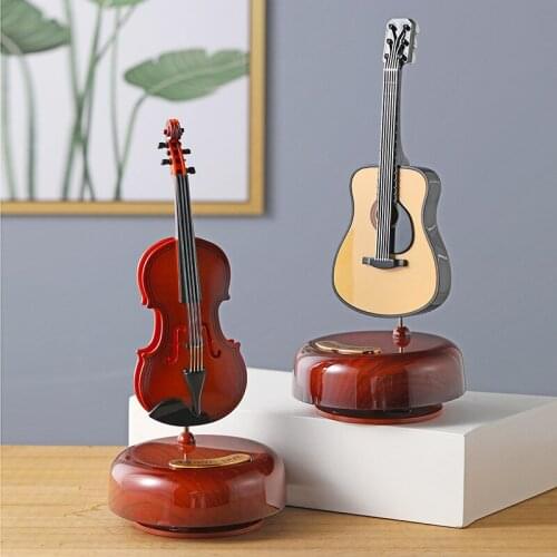 Violin Music Box Creative Music Box Violin with Rotating Musical Base Classical Music Box Vintage Gift for Boys Girls can CSV