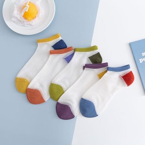 Socks Womens Boat Socks Japanese New Product Color Matching Mesh Modal Ladies Socks Korean Soft Thin Cotton Socks