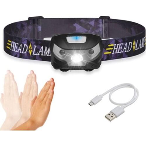 The New Lntelligent Induction Fishing Headlight USB Charging T6 Glare Outdoor Waterproof Fishing Bait Light LED Mini Headlight