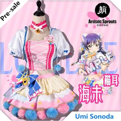 Artistic Sprouts Version Game Love Live! Arcade Umi Sonoda Cat Ver. Cosplay Costume School Idol Festival