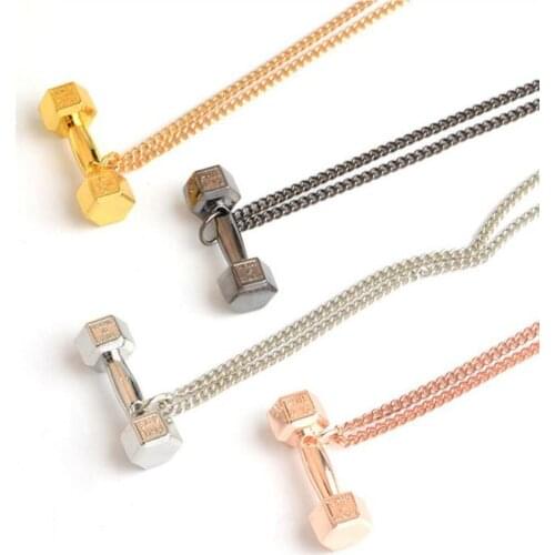 DUMBBELL Necklace Fitness Jewelry Charm Pendant Gym Fitness Accessory Crossfit Barbell Workout Jewelry For Bodybuilder