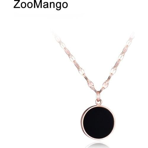 Stainless Steel Black Shell Pendant Necklace For Woman Simple Rose Gold Chain & Link Necklaces Brand Jewelry Collar ZN17016