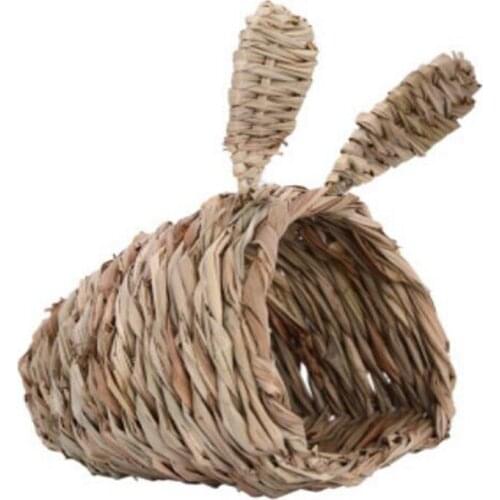 Woven Straw Pet Rabbit Hamster Guinea Pig Cage Nest House Toy Chinchilla Bed