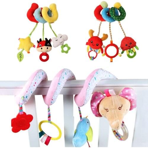 Baby Elephant Rattles Bear Bee 0-12 Months Newborn Infant Stroller Bed Hanging Plush Doll Visual Grab Ability Training Bell Toys