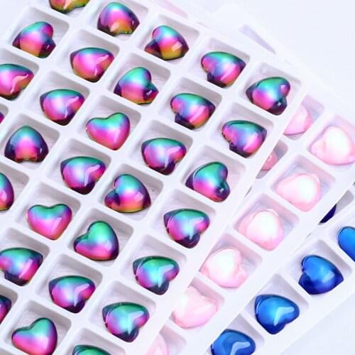 Pulaqi 45pcs Heart Rhinestone Best Glass Crystal AB Sew On Stones Spacer buttons for Garment Jewelry Top Quality Crystal DIY