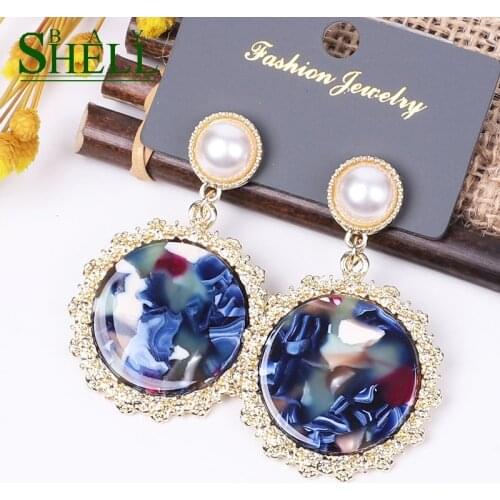 Shell bay2020 New Drop Earrings Fashion Jewelry Blue Earrings for Women Dangle Earrings Wholesale Kpop Earring Accessories Boho
