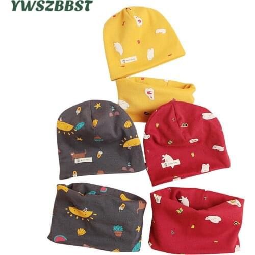 High Quality Cotton Baby Hat New Autumn Winter Cartoon Baby Girls Hat Kids Boys Cap Scarf Infant Hats Set Children Beanie Cap