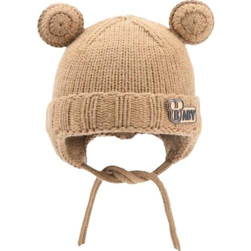 Boy Girl Earflap Hat Winter Warm Autumn Knit Beanie Outdoor Skiing Accessory For Kid Baby