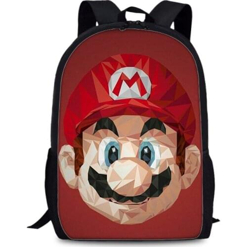 Cartoon School Bag 17 Inch Student Backpack Computer Backpack Super Mario Large Capacity School Bag