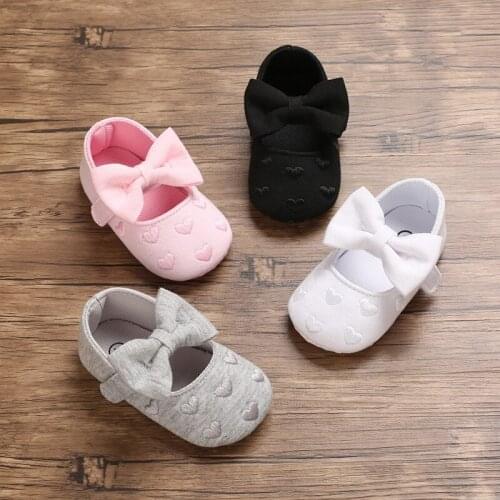 Cute Newborn Toddler Girl Crib Shoes Baby Bowknot Soft Sole Prewalker Sneakers 0-18M