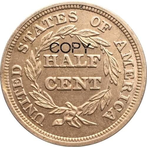 United States 1854 Braided Hair Half Cent 1/2c Red Coppe Copy Coins