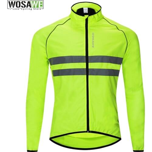 WOSAWE Reflective cycling wind Jacket Jaqueta Corta Vento Breathable Bicycle Cycling MTB Long Sleeve Windcoat Windproof Jacket