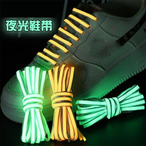 120cm High-bright Flat Reflective Shoelaces Luminous Glow in the Dark Shoe Strings Sneakers Boot Safety Shoe Lace Adult Children