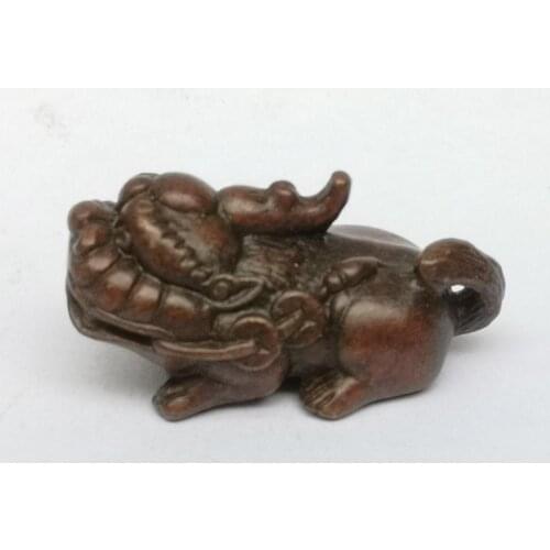 YIZHU CULTUER ART Signature Collection Old China Bronze Carving Lovely Unicorn Statue Paperweight Family Decoration Gift