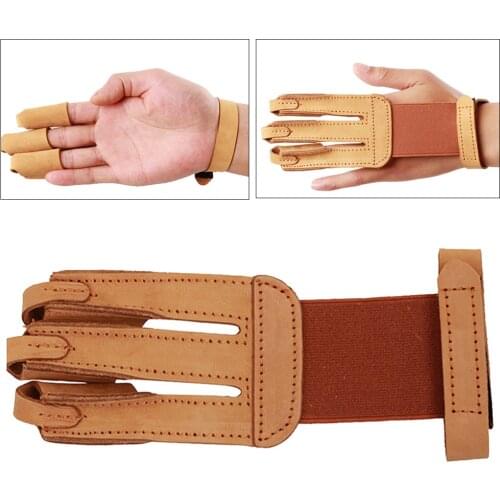 Single Archery 3 Finger Glove Protection Gear Leather Finger Guard Protector