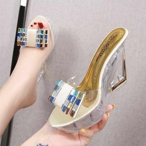 Shuzumiao Wedge Sandals Women Summer Slippers Sexy Wedding Shoes10cm High Heels Party Shoes Women Gladiator Platform Sandals