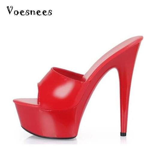 Woman Wedding Shoes Sandals 2019 Nightclub Sexy High-heeled 15cm Shoes Slippers Fine With Waterproof Sandal Summer Pumps